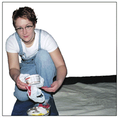 Body print process with model. 