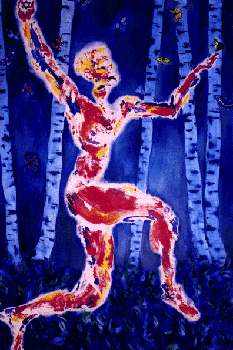 Body print process with model. 